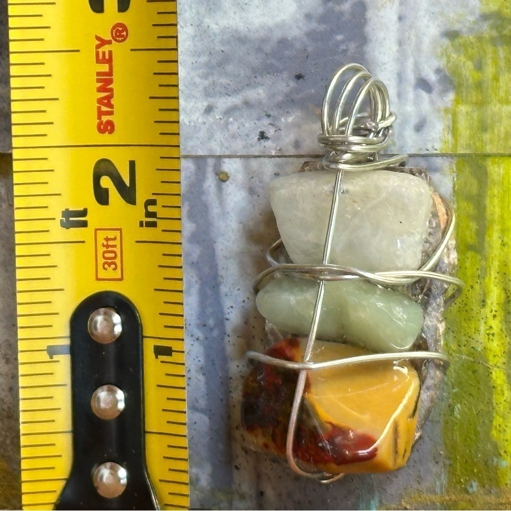 Sold🛍️Collage Gemstone Necklace Pendant, Handmade assemblage Wire Wrapped4300 G - Picture 5 of 10